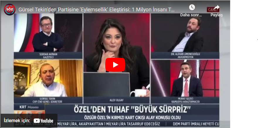 Gürsel Tekin’den CHP’ye Sert Eleştiriler: 1 Milyon İnsanı Toplayamıyorsan !