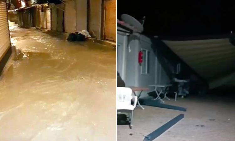 Hatay’da Sağanak Ve Fırtına Konteynerleri Su Bastı, Çatılar Uçtu.